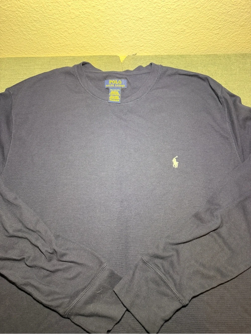 Polo by Ralph Lauren Long Sleeve Crewneck Shirt - Navy with Cream Pony